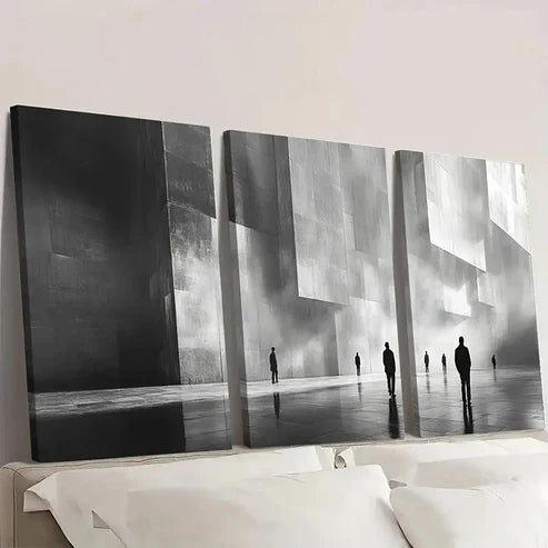 3pcs Abstract with Silhouette Figures a Wall Art Canvas Unframed - High Quality Print 100% Australian Made Wall Canvas