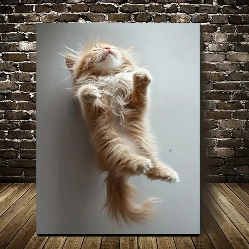 Contemporary Cat Encouragement & Aspiration Painting 40x60cm Metal Print Ready to Hang