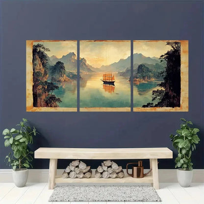 3pcs Vintage Blue Wildflower Botanical Metal Print Ready to Hang Art