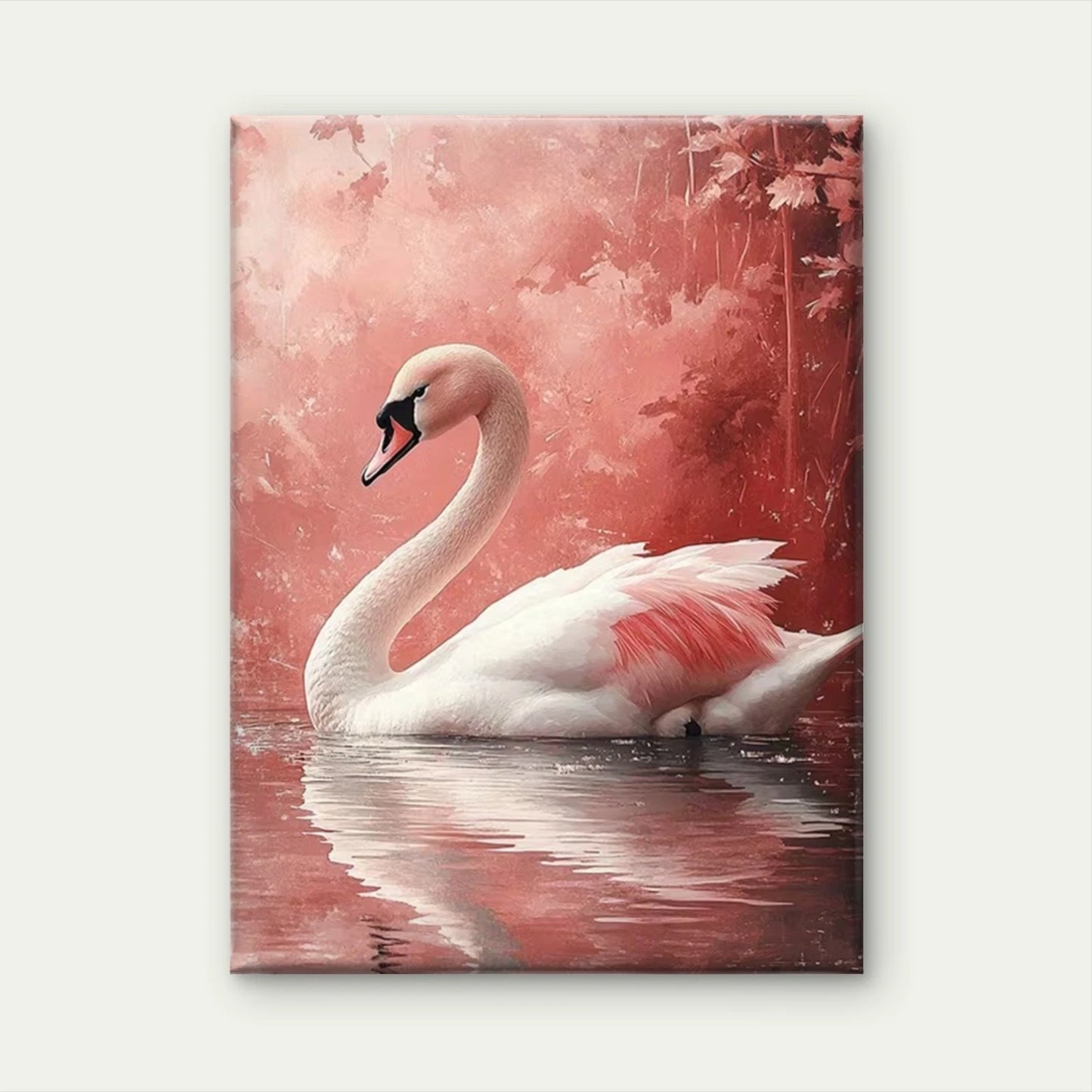 Pink & White Swan with Serene Nature 60x90cm Metal Print Ready to Hang