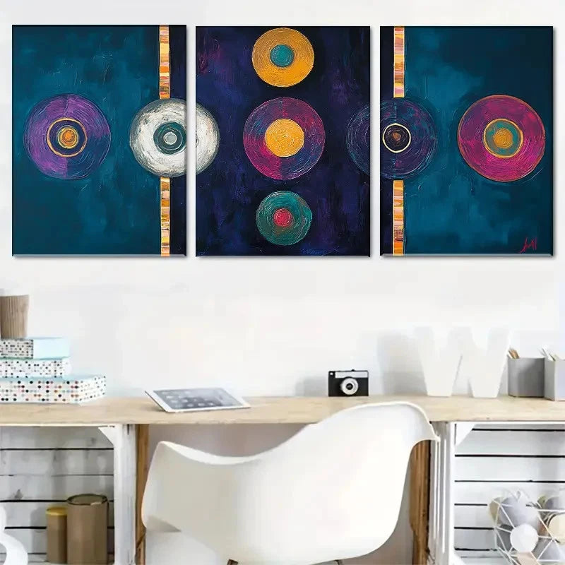 3pcs Abstract Decorative Art Modern Minimalist Metal Print Ready to Hang Art