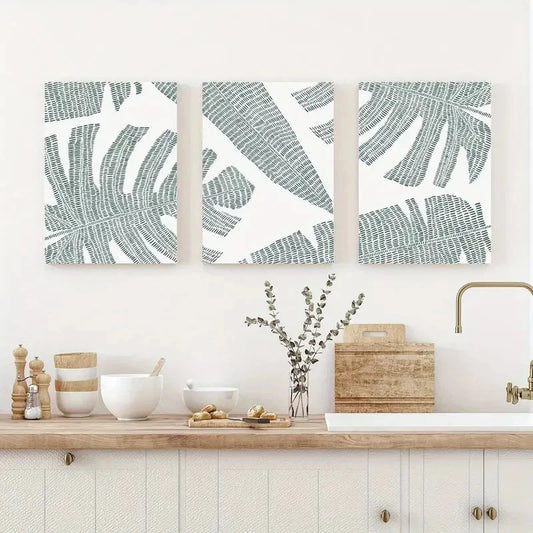 3pcs Tropical Botanicals Art Painting Metal Print Ready to Hang Art