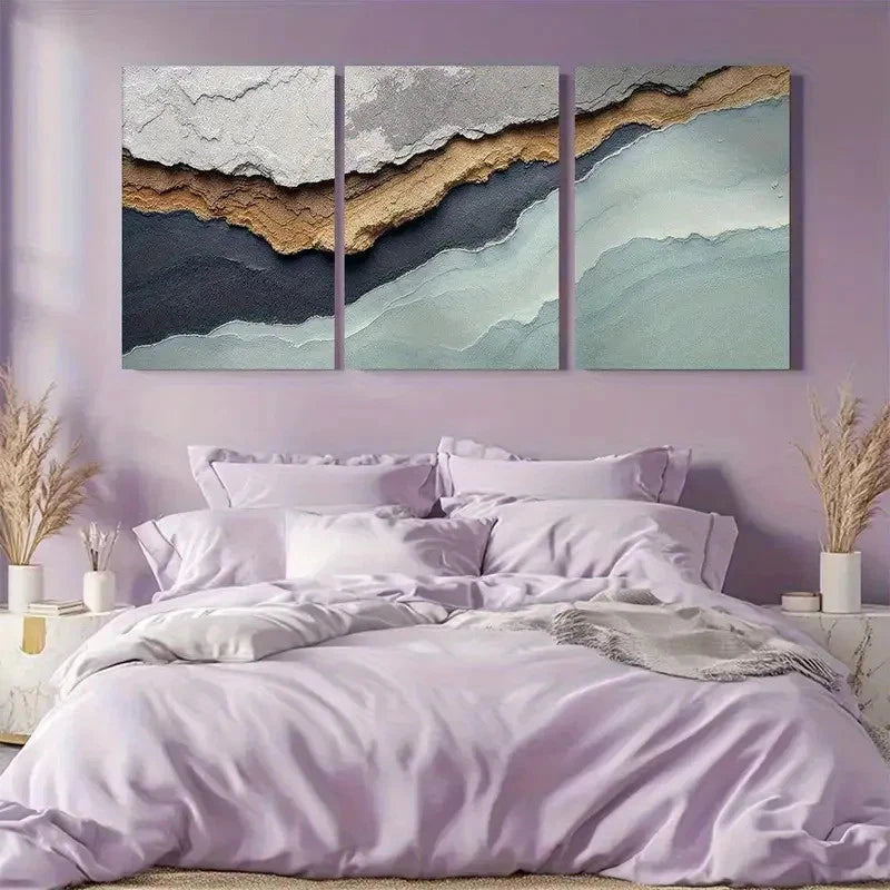 3pcs Abstract Coastal Art Metal Print Ready to Hang Art