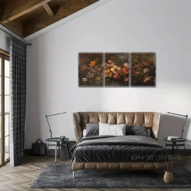 3pcs Floral Creative Space Visual Interpretation Metal Print Ready to Hang Art