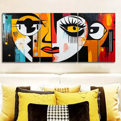 3pcs Abstract Face Canvas Wall Art Set Canvas Unframed - High Quality Print 100% Australian Made Wall Canvas