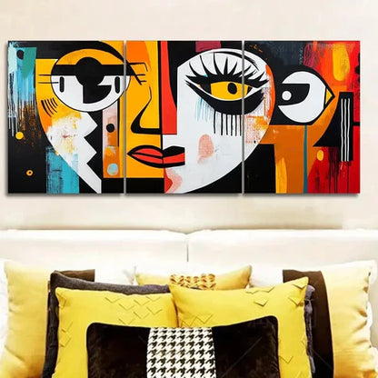 3pcs Abstract Face Canvas Wall Art Set Canvas Unframed - High Quality Print 100% Australian Made Wall Canvas