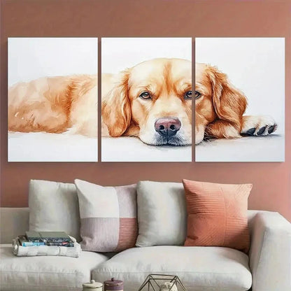 3pcs Dog Portrait Golden Retriever Memorial Metal Print Ready to Hang Art