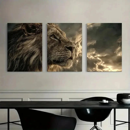 3pcs Lion Wildlife Ocean Close Up Metal Print Ready to Hang Art