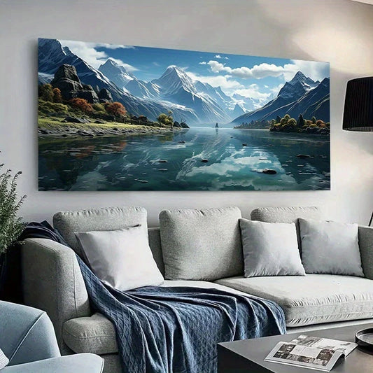 River,Beside Mountain Range wall canvas office home room framed 120x60cm