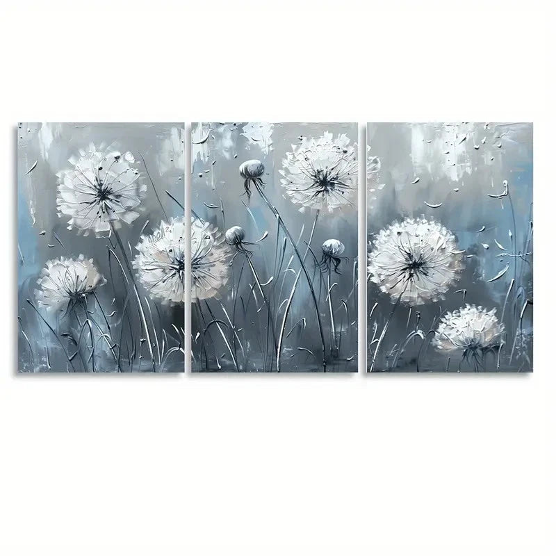 3pcs Dandelion Wall Decor Painting Metal Print Ready to Hang Art