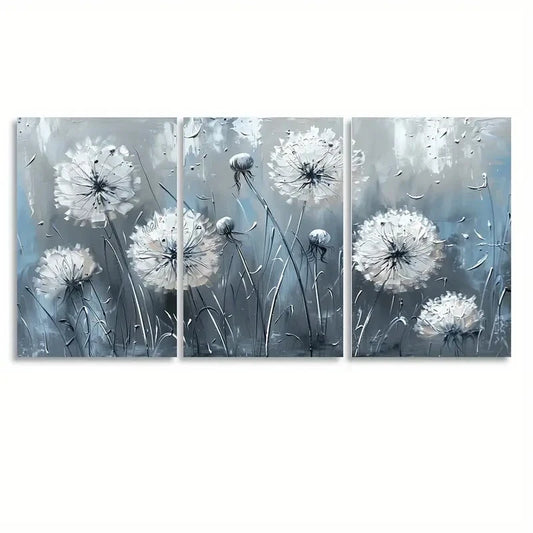 3pcs Dandelion Wall Decor Painting Metal Print Ready to Hang Art