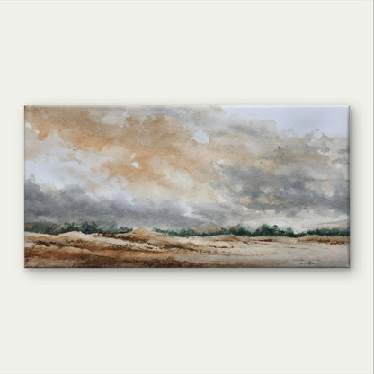 Watercolour Landscape Neutral Muted Wall Art Canvas Office Home Framed 120x60cm