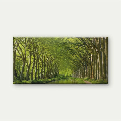Forest Tree Tunnel with River Wall Art Canvas Office Home Room Framed 120x60cm