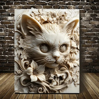 Skull Kitty Design by Hellocloudy Heart Blossoms 40x60cm Metal Print Ready to Hang