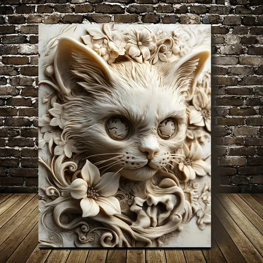 Skull Kitty Design by Hellocloudy Heart Blossoms 40x60cm Metal Print Ready to Hang