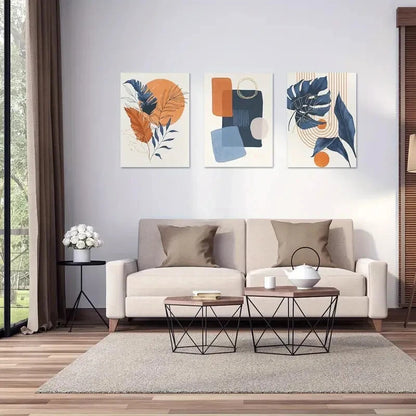 3pcs  Mid Century Modern Minimalist Metal Print Ready to Hang Art