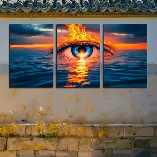 3pcs Beautiful Eyes in the middle of the Ocean Metal Print Ready to Hang Art