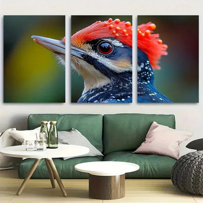 3pcs Pecker Bird Close up Design Metal Print Ready to Hang Art