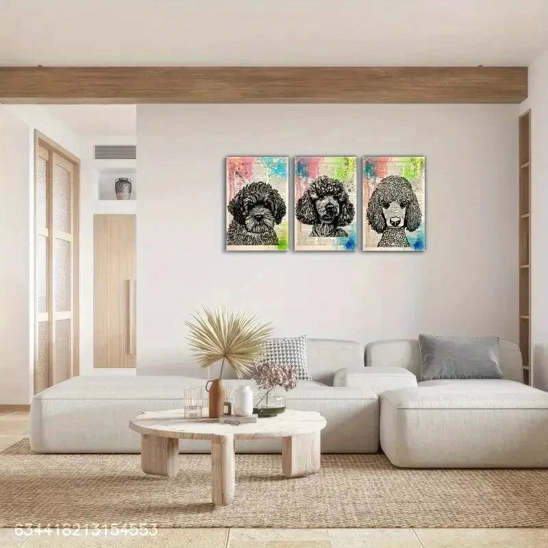 3pcs Artistic Accent Animal Puppy Cute Animal Dog Metal Print Ready to Hang Art