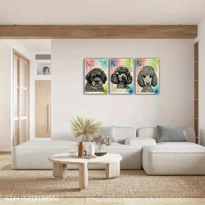 3pcs Artistic Accent Animal Puppy Cute Animal Dog Metal Print Ready to Hang Art