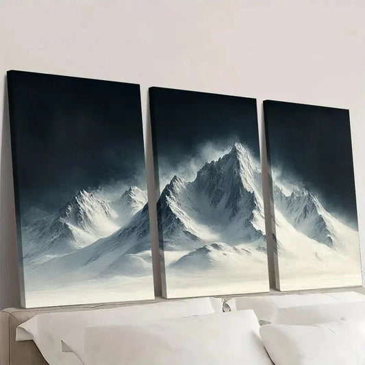 3pcs Alpine Echoes Minimalist Mountain uy  Wall Art Set Canvas Framed 50x70cm - High Quality Print 100% Australian Made Wall Canvas Ready to Hang
