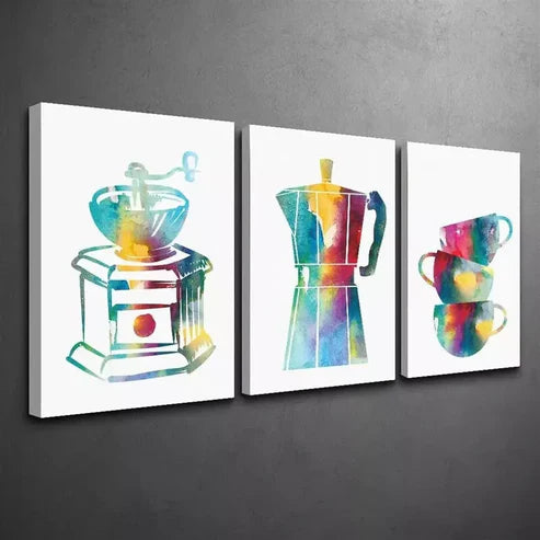 3pcs Colorful Minimalist Kitchen Dining Room Wall Art Canvas Unframed - High Quality Print 100% Australian Made Wall Canvas