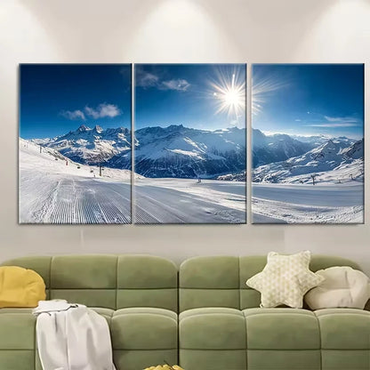 3pcs Andermatt Ski Mountain Switzerland Metal Print Ready to Hang Art