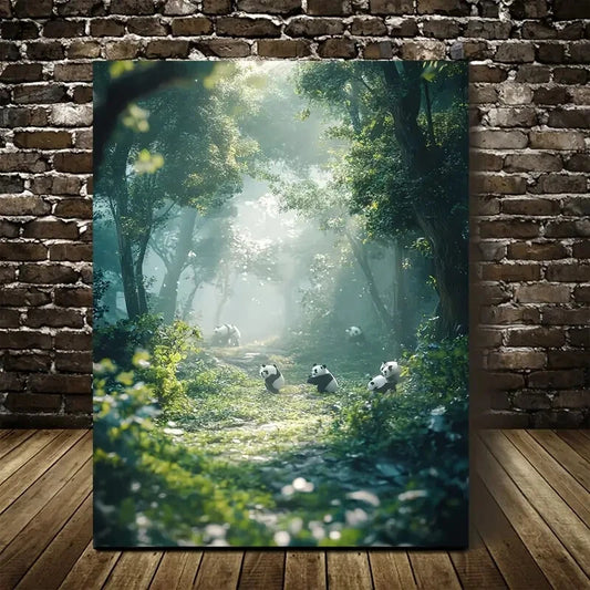 Magical Forest with Cinematic Lighting Painting 40x60cm Metal Print Ready to Hang