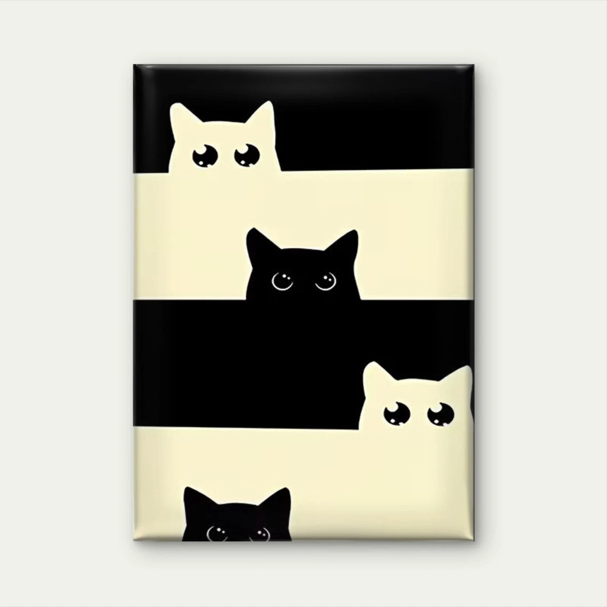 Peeking Black and White Cats 60x90cm Metal Print Ready to Hang