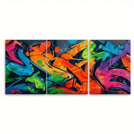 3pcs Street Graffiti Urban Art Design Wall Art Set Canvas Framed 60x90cm - High Quality Print 100% Australian Made Wall Canvas Ready to Hang