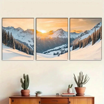 3pcs Modern Luxury Landscape Theme Ink Metal Print Ready to Hang Art