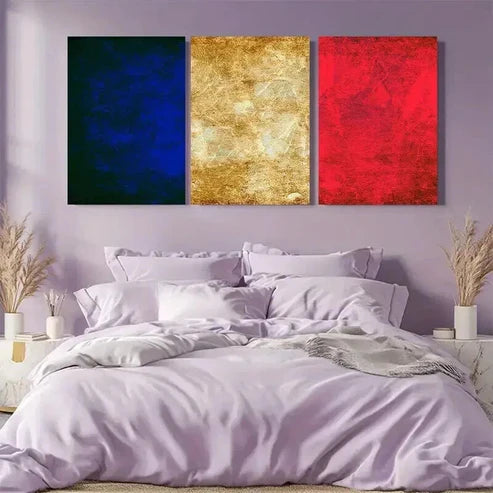 3pcs Blue Golden & Red France Flag Decor Art Set Canvas Unframed - High Quality Print 100% Australian Made Wall Canvas