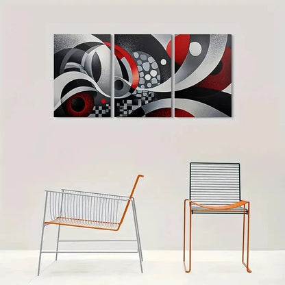 3pcs Black White Red Geometric Wall Art Set Canvas Framed 40x60cm - High Quality Print 100% Australian Made Wall Canvas Ready to Hang