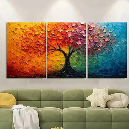 3pcs Colorful Tree Painting CTP  Wall Art Set Canvas Framed 60x90cm - High Quality Print 100% Australian Made Wall Canvas Ready to Hang