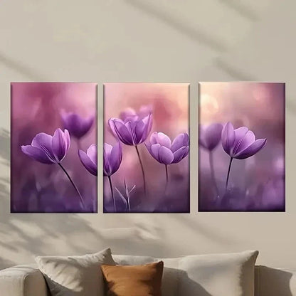 3pcs Purple Tulipaceas Decoration Wall Art Set Canvas Framed 40x60cm - High Quality Print 100% Australian Made Wall Canvas Ready to Hang