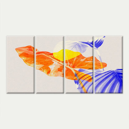 4pcs Double Exposure Tropical Leaves Abstract Wall Art Canvas Framed 45x80cm - High Quality Print 100% Australian Made Wall Canvas Ready to Hang