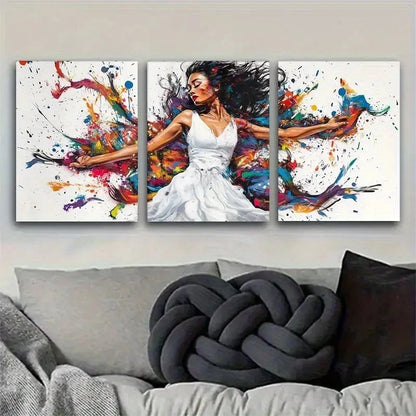 3pcs Abstract Dynamic Movement & Splash of Paint Metal Print Ready to Hang Art