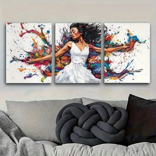 3pcs Abstract Dynamic Movement & Splash of Paint Metal Print Ready to Hang Art