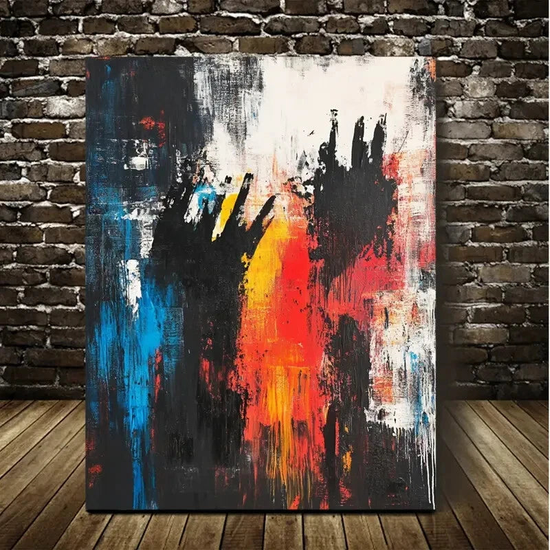 Contemporary Abstract Black Scottie Painting 40x60cm Metal Print Ready to Hang