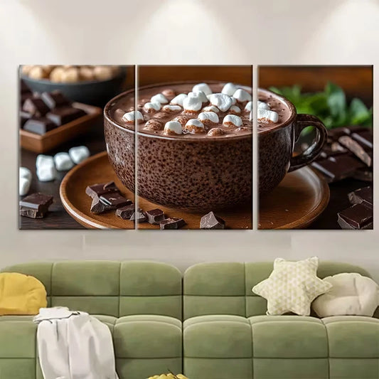 3pcs Frothy Hot Chocolate Metal Print Ready to Hang Art