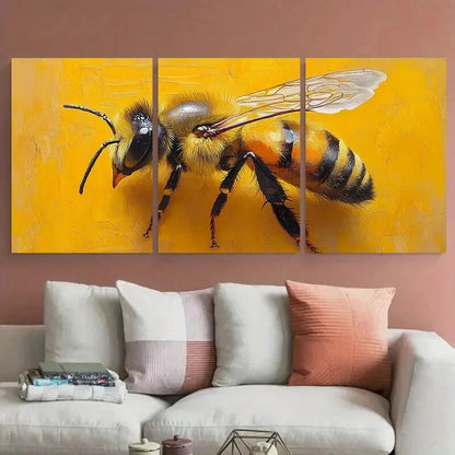 3pcs Vibrant Honeybee Animal Illustration Metal Print Ready to Hang Art