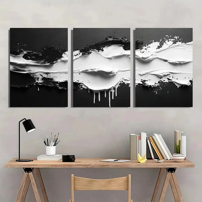 3pcs Minimalist Black and White Abstract Art Metal Print Ready to Hang Art