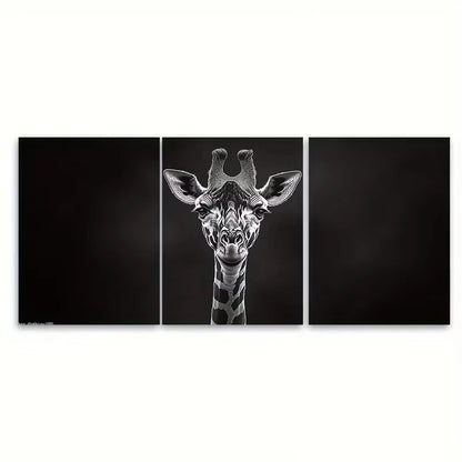 3pcs Monochrome Giraffe Metal Print Ready to Hang Art