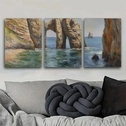 3pcs Nature'S Gate: Art Triangular Painting Metal Print Ready to Hang Art