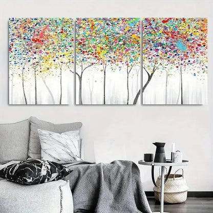 3pcs Abstract Colorful Forest Tree Wall Art Set Canvas Framed 60x90cm - High Quality Print 100% Australian Made Wall Canvas Ready to Hang