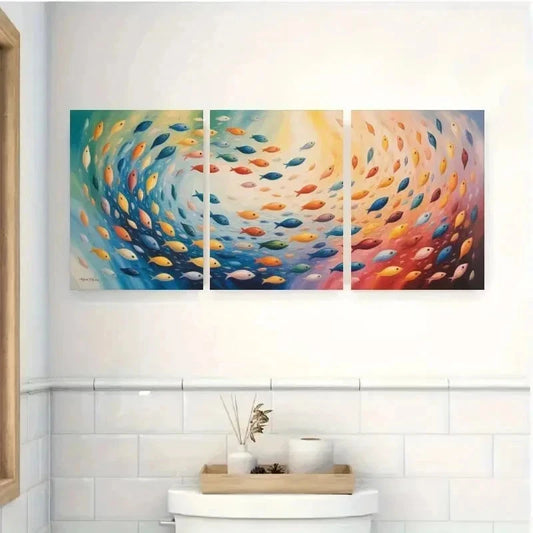 3pcs Colorful Fish   Modern Style Wall Art Canvas  Wall Art Set Canvas Framed 40x60cm - High Quality Print 100% Australian Made Wall Canvas Ready to Hang