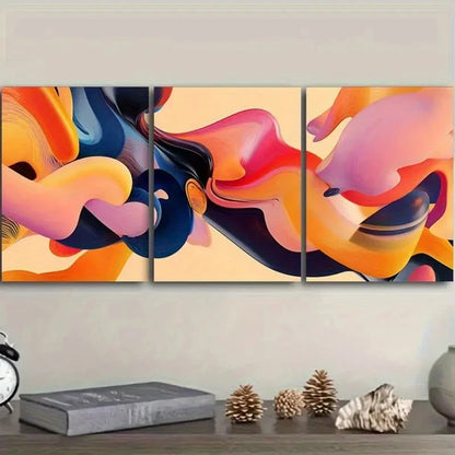 3pcs Abstract Fluid Shape Design Metal Print Ready to Hang Art
