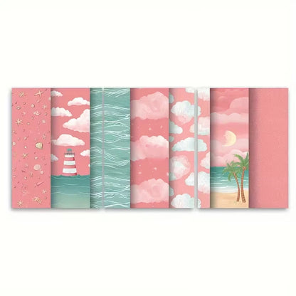 3pcs Pink Preppy Summer Beach Metal Print Ready to Hang Art