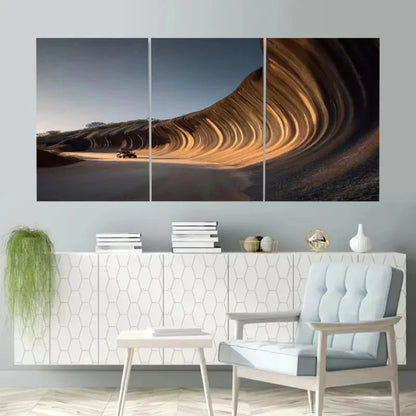 3pcs Wave Rock in Western Australia Wal1l Art Set Canvas Framed 40x60cm - High Quality Print 100% Australian Made Wall Canvas Ready to Hang