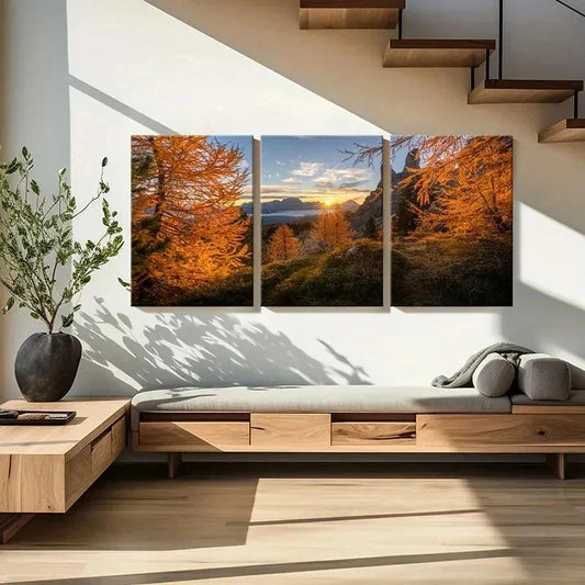 3pcs Natural Landscape Art Mountain Woods Sunset Wall Art Set Canvas Framed 40x60cm - High Quality Print 100% Australian Made Wall Canvas Ready to Hang